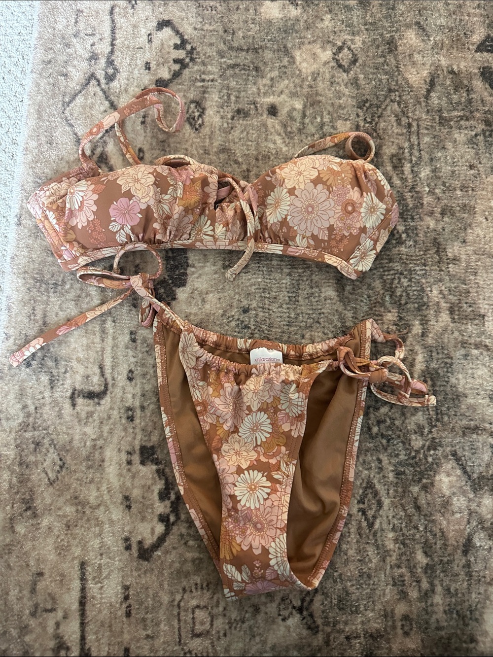Xhilaration Pink Floral Tie Bikini Set